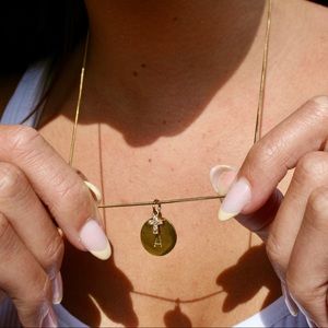Gold and Silver Initial Disc Necklace